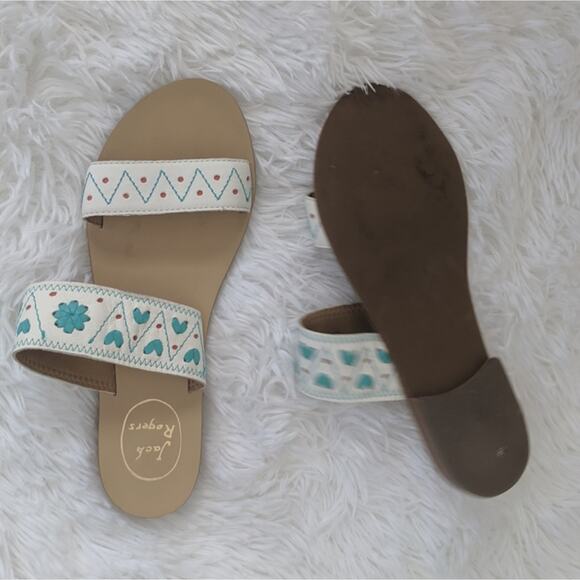 Women's Jack Rogers White Slides Embroidered 7.5 - Picture 3 of 4